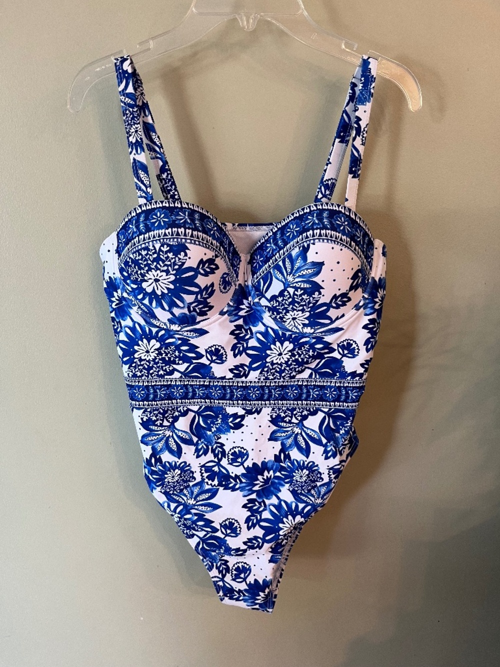 SHEIN Floral Print Underwire Push Up  High Cut One-Piece Swimsuit/Large